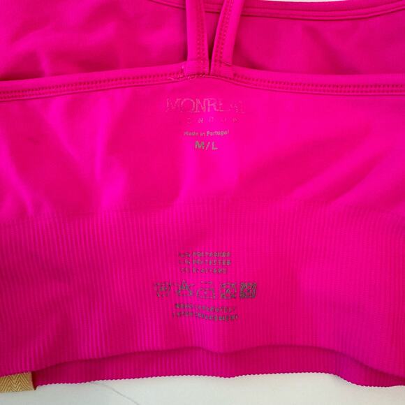 Monreal London Bralette Stretch Cut-Out Back Crop Top Fuchsia Pink | Size M/L - Picture 8 of 10
